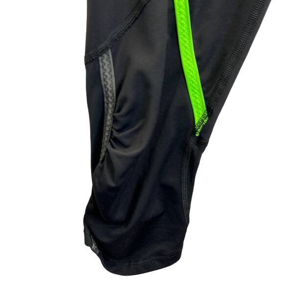 Lululemon Align Cropped Leggings Black Green 6 Zip Pocket Reflective Workout - Picture 9 of 10